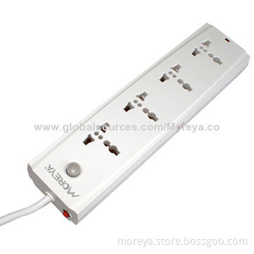 Power Strip of Universal Standard for AU, EU, UK,US Usage with 4 Socket, Surge/Overload Protection